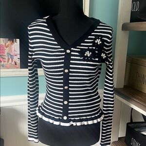 Nanette Lepore Black and White Striped Sweater